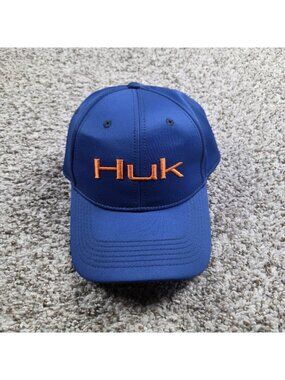 HUK Fishing Hat Adult Blue Orange Stretch